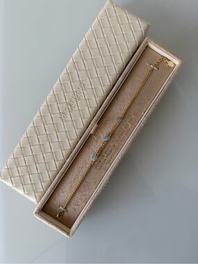Gold blue opal link Bracelet